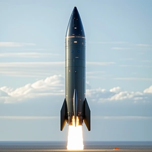 A Rocket Is Seen In The Sky, With Its Tail End Visible
