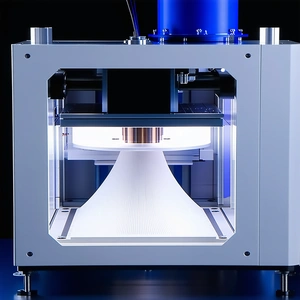 A Large Machine With A Blue And White Color Scheme