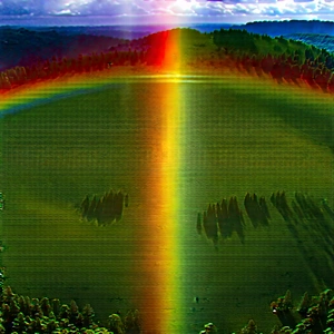 Nature Drone Photography: Rainbow Over Forest Clearing With Colorful, Artistic