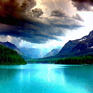 Nature Octane Render: Storm Clouds Over Alpine (lake:1.27) With Beautiful Lake