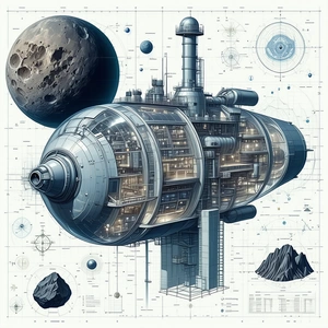 A Large Spacecraft Is Shown In A Drawing, With A Large Dome On Top