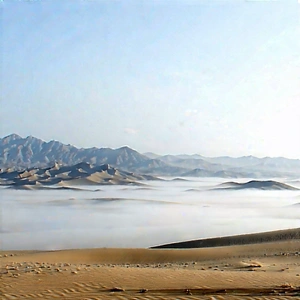 Nature Blender Artwork: Desert Landscape During Foggy Morning With Vast Desert