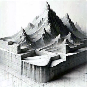 Abstract Charcoal Drawing: Paper structure with tension