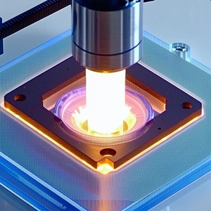 A Machine With A Light Shining On It, Possibly A Microscope Or A Magnifying Glass
