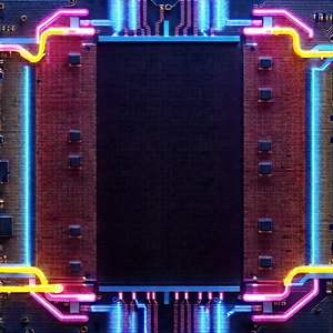 Circuit board with neon accents