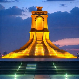 Urban Low Poly: Historic Monument With City Lights With Large, Ornate