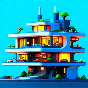 (futuristic:1.24) Smart Home With Large, Futuristic