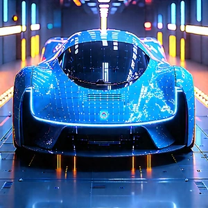 Innovative Electric Vehicle Design With Blue Sports