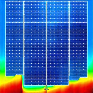 Tech Diagram Style: Solar Panel With Laser Scanning With Large Solar