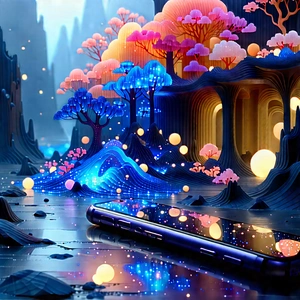 Smartphone With Digital Artwork With Image, There