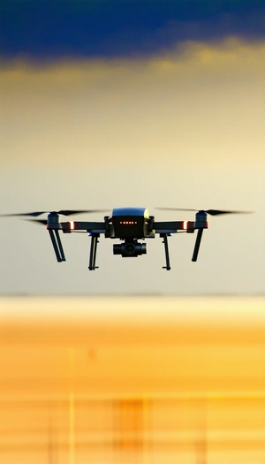 A Drone Flying In The Sky, Capturing A Beautiful Sunset