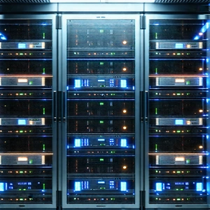 Tech Matte Painting: Server rack with holographic projection