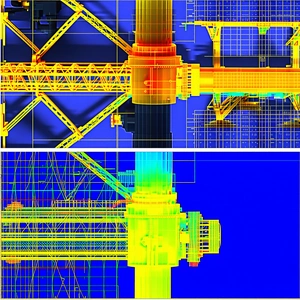 A Blue And Yellow Image Of A Bridge Is Displayed