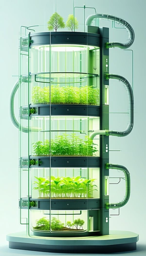A Large, Multi-layered Greenhouse Is Filled With A Variety Of Plants