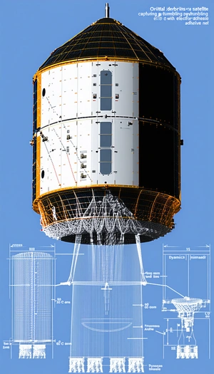 A Large, White, And Orange Spacecraft Is Shown In A Blue Sky