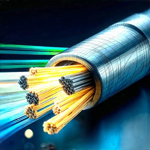 Close-up Of Fiber Optic Cables With Close-up Large