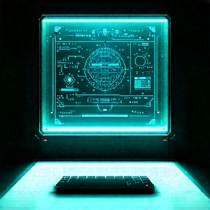 Futuristic Research Laboratory With Computer Monitor