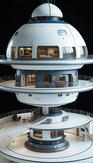 The Image Is A 3d Model Of A Large, Round Building With A Dome-shaped Roof