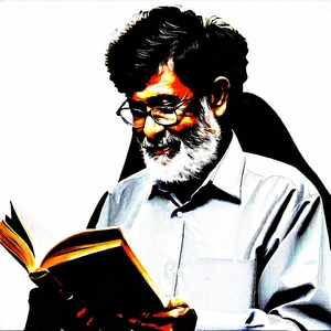 Lifestyle Flat Design: Senior adult enjoying reading