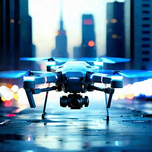 Drone With Digital Artwork With Blue White