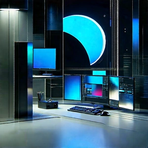 Futuristic digital workspace