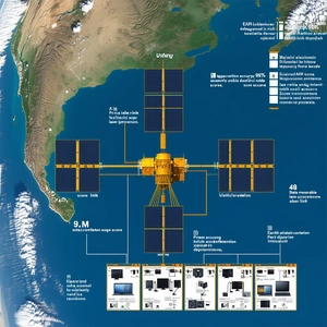 The Image Is A Poster That Shows A Satellite In The Middle Of The Ocean