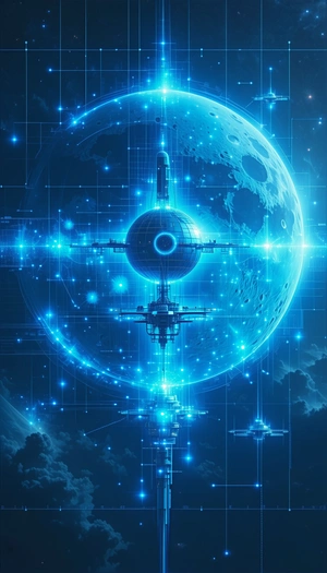 In The Image, There Is A Large, Futuristic Spacecraft Floating In The Air