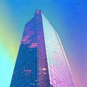 Urban Pastel Drawing: Skyscraper With Reflective Glass With Tall, Modern