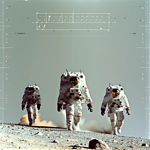 In The Image, Three Astronauts Are Walking On A Rocky Surface, Likely On A Distant Planet