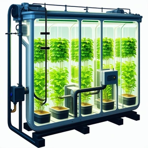 A Large, Well-lit Greenhouse Filled With A Variety Of Plants