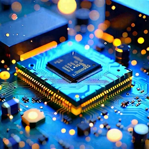 Close-up Of Electronic Circuit With Close-up Computer