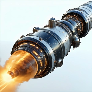 A Large Rocket Engine Is Shown In A Close-up View