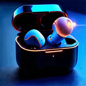 Wireless Earbuds With Glowing Screen With Small Black