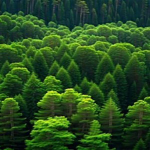 Nature Tilt-shift Photography: Aerial View Of (forest:1.19) Canopy With Lush Green