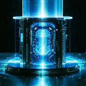 Quantum Computer With Laser Scanning With Image, There