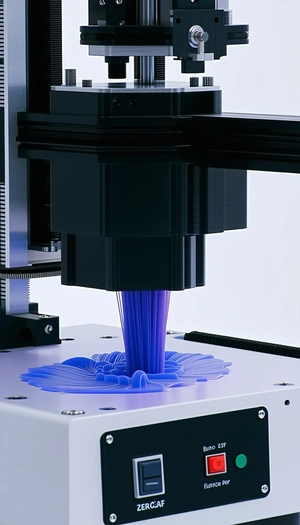 A 3d Printer Is In The Process Of Creating A Blue Object