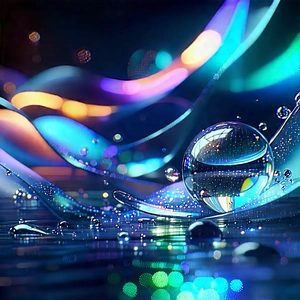 Abstract Advertising Photography: Dynamic Composition With Iridescent Color Palette With Large, Colorful,