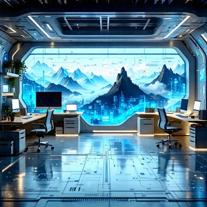 Tech Matte Painting: Futuristic tech startup office