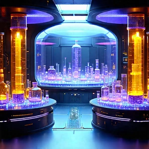 Futuristic Research Laboratory With Image, There
