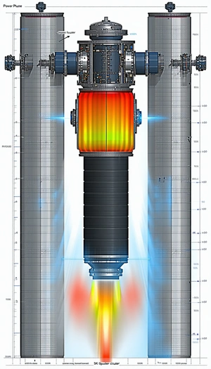 A Large, Blue, And White Rocket Engine Is Shown In A Computer-generated Image