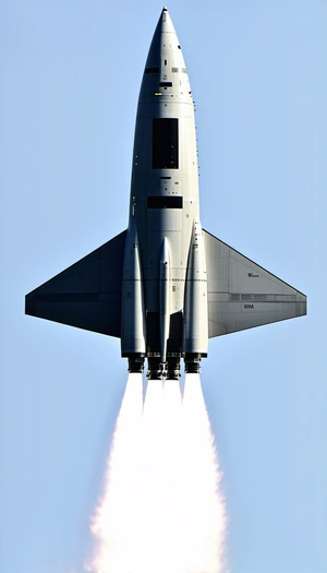 A Large Jet Is Flying Through The Sky, Leaving A Trail Of Smoke Behind It