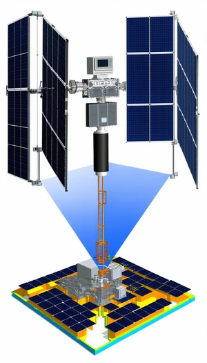 A Solar Panel With A Large Orange Structure Attached To It