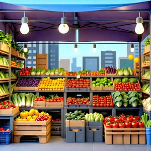 Urban Low Poly: Urban farmers market scene