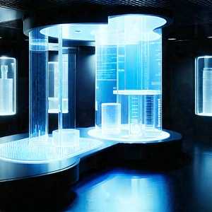 Futuristic Research Laboratory With Image, There