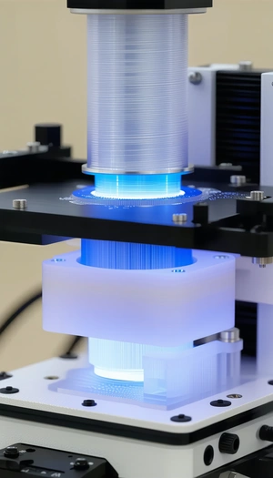 A Machine With A Blue Light On Top Of It