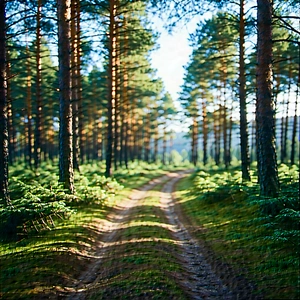 Nature Long Exposure Photography: Path through pine forest