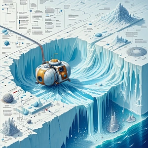 In The Image, There Is A Small Submarine Floating In The Middle Of A Frozen Lake