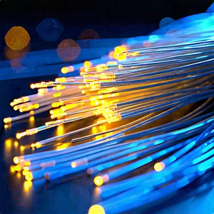 Close-up Of Fiber Optic Cables With Close-up Blue