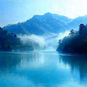 Nature Blueprint Style: (mist:1.16) over alpine lake