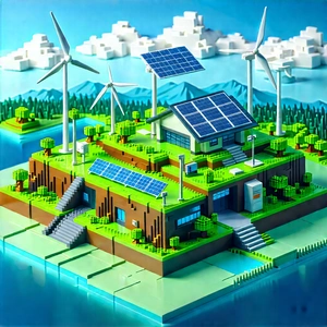 Innovative Renewable Energy (design:1.42) With Model House